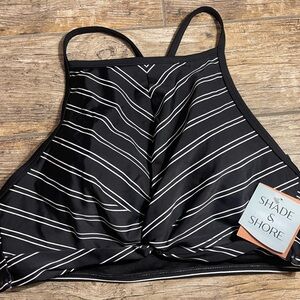 Shade & Shore Black and White Striped swim top